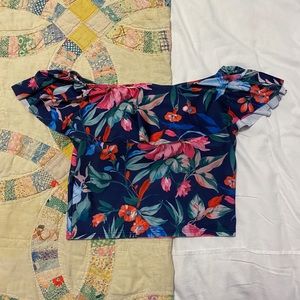 Off the shoulder ruffle swim top